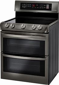 Image result for Black Double Oven Electric Range