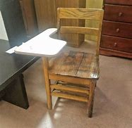 Image result for Wooden School Desk with Chair Attached