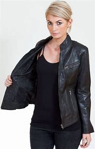 Image result for Ladies Black Leather Jacket