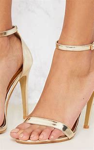 Image result for Strappy Gold Heels with Triangle Front