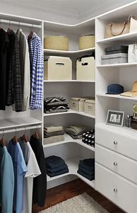 Image result for Walk-In Closet System with Corner Shelves