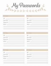 Image result for Password Log Template PDF