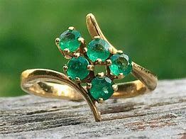 Image result for Emerald and Diamond Ring Yellow Gold