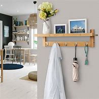 Image result for Wall Mounted Coat Rack with Hooks and Shelf