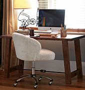 Image result for Wingback Swivel Desk Chair, Sherpa Ivory