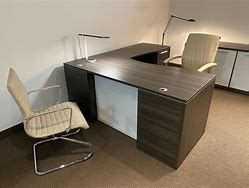 Image result for Gray L-shaped Office Desk