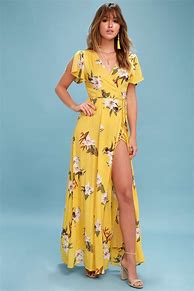 Image result for Women's Swing Dress Maxi Long Dress Yellow Short Sleeve Polka Dot Patchwork Spring Summer Round Neck Polka Dots Casual Loose 2021 XXL
