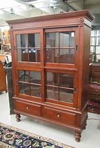 Image result for Ethan Allen British Classic Mirrored Lighted Curio Cabinet