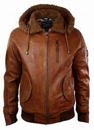 Image result for Leather Jacket with Fabric Hood