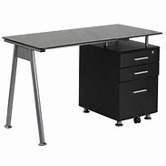 Image result for Small Black and Glass Desk with Drawers