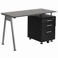 Image result for Glass Computer Desk with Drawers