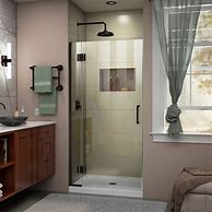 Image result for Dreamline D1283036 Unidoor-X 72" High X 64-1/2" Wide Hinged Frameless Shower Door With Clear Glass Oil Rubbed Bronze Showers Shower Doors Hinged