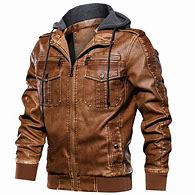 Image result for PU Leather Jacket with Hood