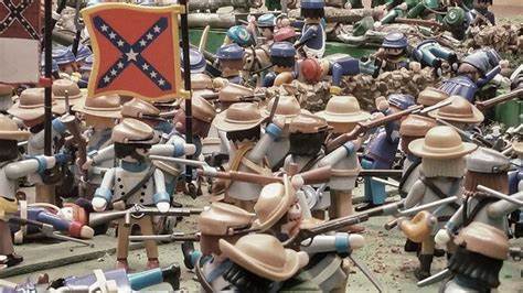 Batalla de Gettysburg representada con muñecos de Playmobil.