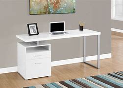 Image result for Glass Modern White Computer Desk with Drawers