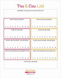 Image result for Free Printable Pros and Cons Worksheet