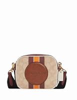Image result for Coach Outlet Women's Mini Dempsey Bucket Bag In Signature Jacquard With Stripe And Coach Patch - Pink
