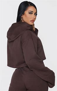 Image result for Chocolate Brown Cropped Hoodie Women