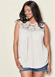 Image result for Women's Plus Size Lace Back Blouse Tops - White, Size 22 By Venus