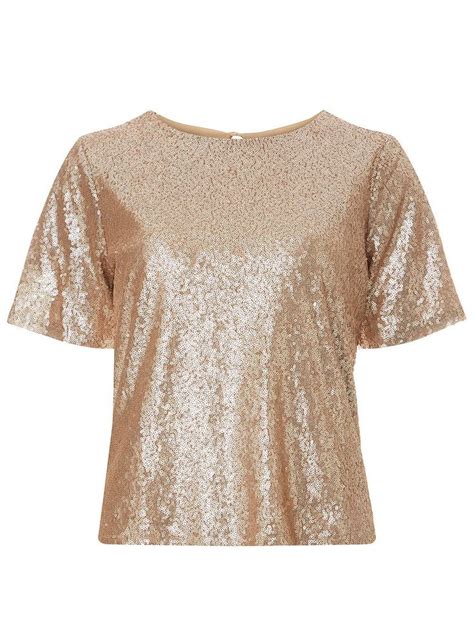 Rose Gold Sequin T Shirt   Dorothy Perkins   Gold sequin shirt, Rose  