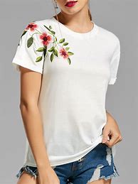 Image result for Floral Embroidered T-Shirt