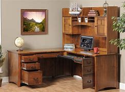 Image result for Wood Corner Desk with Shelves