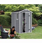Image result for Outdoor Storage Shed: 5 5/8 Ft X 6 1/4 Ft X 6 1/4 Ft, 175 Cu Ft Capacity, Beige Model: 13X099