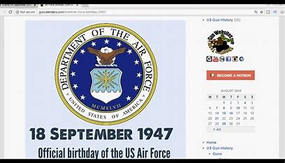 Image result for The official birthday of the US Air Force is 18 September 1947.