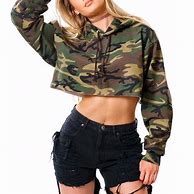 Image result for Women Short Sleeve Crop Top with Hoodie