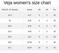 Image result for Veja Size Guide