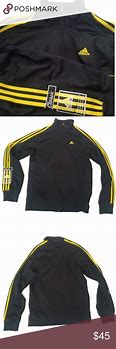 Image result for Adidas Navy Track Top Jacket with Yellow Stripes