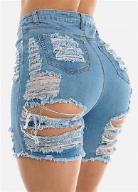 Image result for Distressed High-Waisted Jean Shorts
