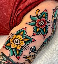 Image result for Traditional Flower Tattoo