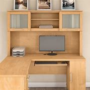 Image result for L-shaped Desk and Hutch Combo