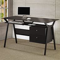 Image result for Glass Computer Desk with Drawers