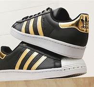 Image result for Adidas Superstar Black and Gold