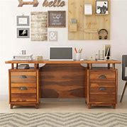 Image result for Solid Wood Modern Desk with Drawers