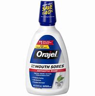 Image result for Orajel Antiseptic Rinse For All Mouth Sores, Mint - 16 Fl Oz