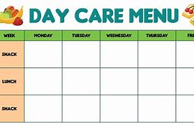 Image result for Day Care Blank Menu Planner