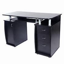 Image result for Computer Desk Wood Black with Drawer