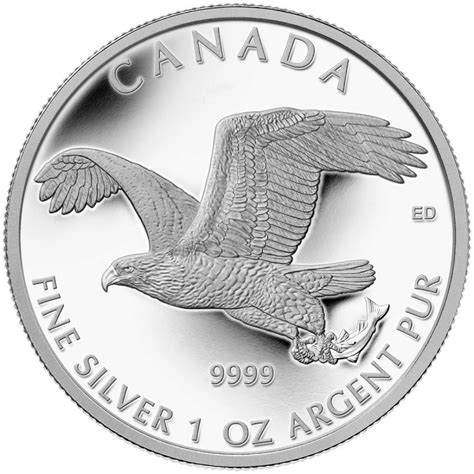 2014 Canada Fine Silver 5 Dollar Coin   Bald Eagle