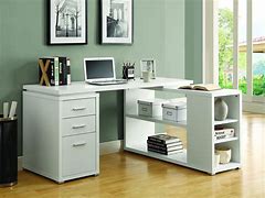 Image result for L-shaped Glass Desk with Drawers