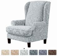 Image result for Subrtex 2-Piece Stretch Textured Grid Wing Chair Cover Wingback Armchair Slipcoversivory, Size: 31.5, Beige