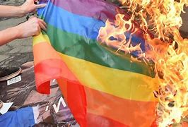 Image result for LGBTQ Flag On Fire