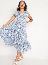 Image result for Old Navy Women's Floral-Print Puff-Sleeve All-Day Maxi Swing Dress - Blue - Size M