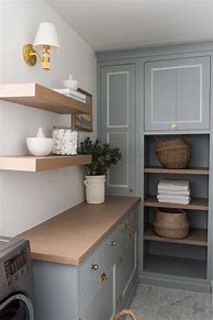 Image result for Laundry Room with Open Shelves