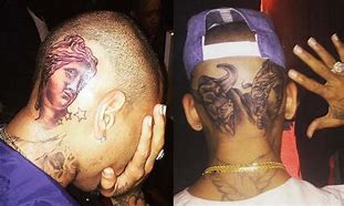 Image result for Chris Brown Head Tattoo