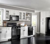 Image result for White Kitchen with Black Appliances