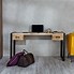 Image result for Wood with Black Desk with Drawers