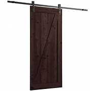 Image result for Paneled Wood Finish Prehung Barn Door With Installation Hardware Kit